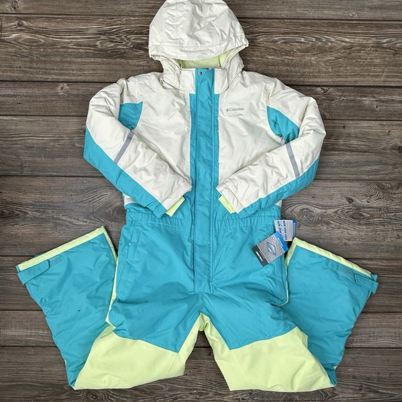 Columbia Kids Buga Ill Suit Youth LARGE Snowsuit Hood Blue Yellow White NEW $140 - Picture 1 of 12